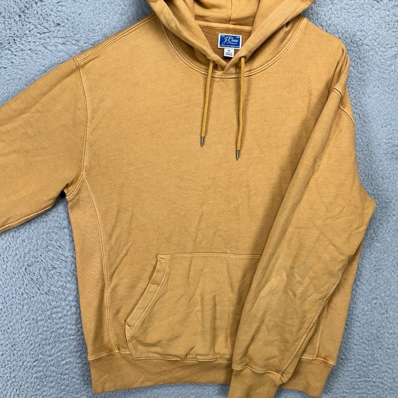 J Crew Hoodie Sweatshirt Mens Medium Gold Drawstring Cotton Pullover Long Sleeve